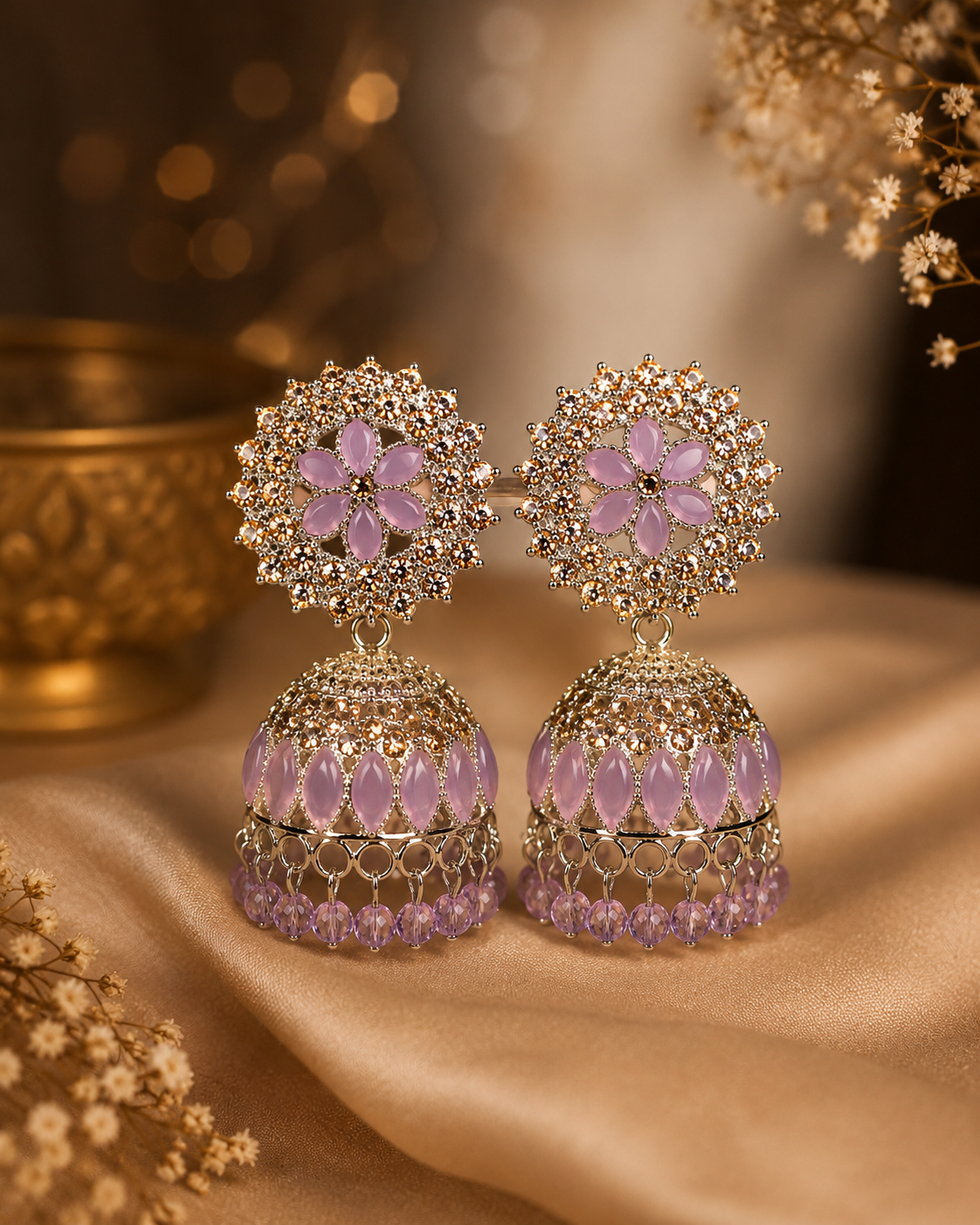Maharani Amethyst (Lavender Gulmohar) Jhumkas