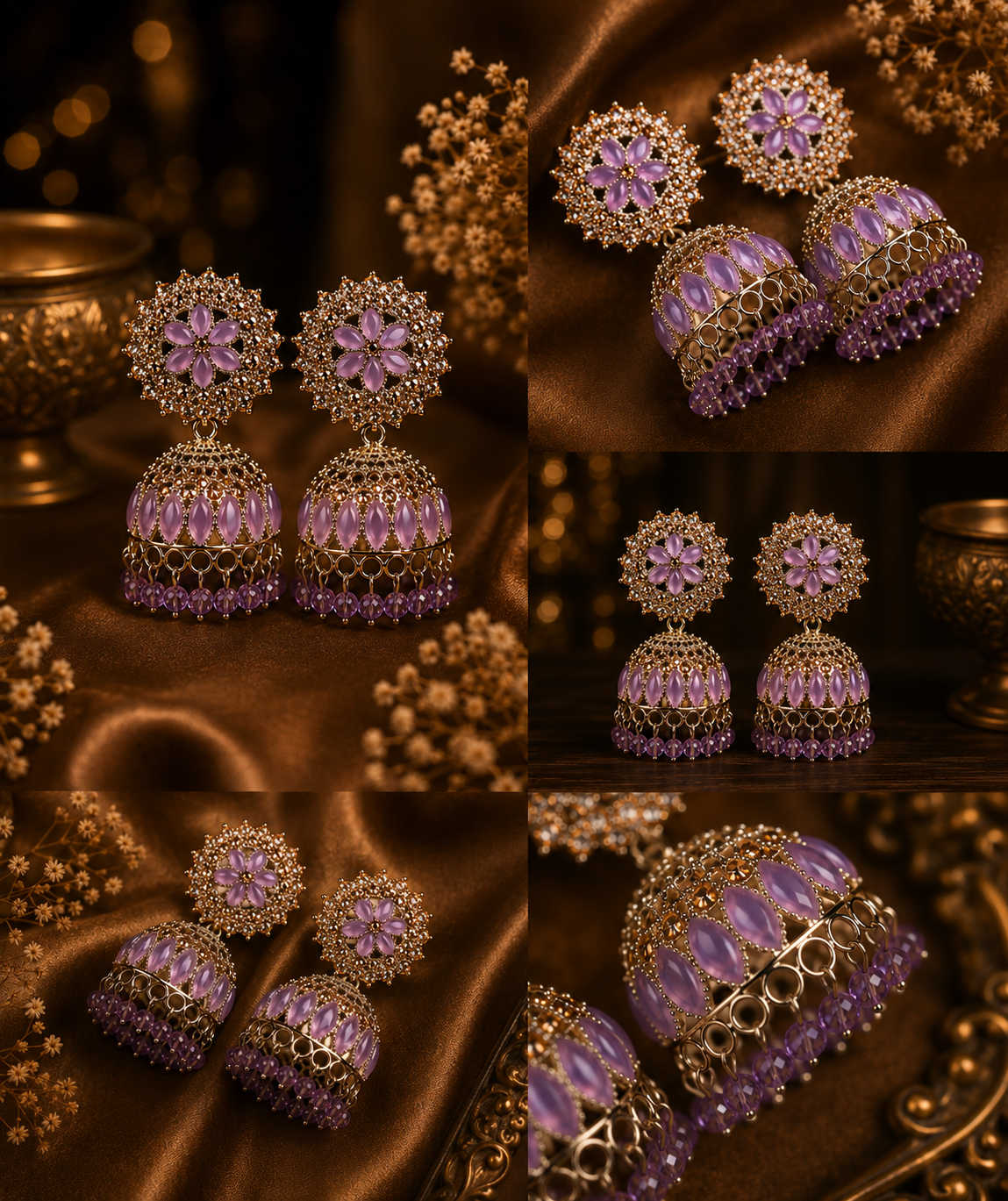 Maharani Amethyst (Lavender Gulmohar) Jhumkas